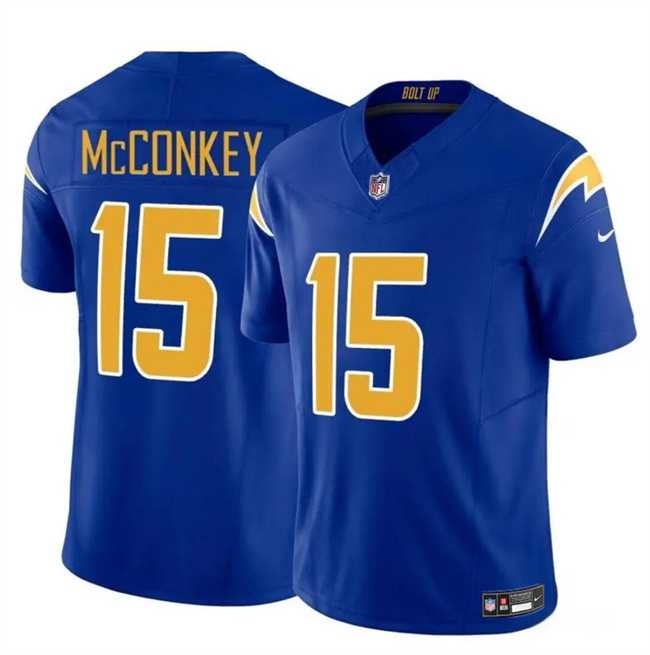 Men & Women & Youth Los Angeles Chargers #15 Ladd McConkey Royal 2024 F.U.S.E Draft Vapor Limited Stitched Jersey->los angeles chargers->NFL Jersey